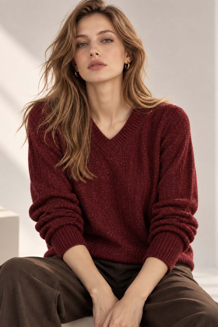 JERSEY DE PUNTO CUELLO PICO CON BRILLO VARIOS COLORES TBF2006