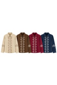 BLUSA BORDADA EFECTO PANA CON CUELLO CAMISERO VARIOS COLORES TBX6542