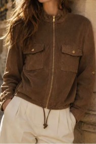 CHAQUETA EFECTO PANA CON CREMALLERA Y BOLSILLOS VARIOS COLORES TBX6543