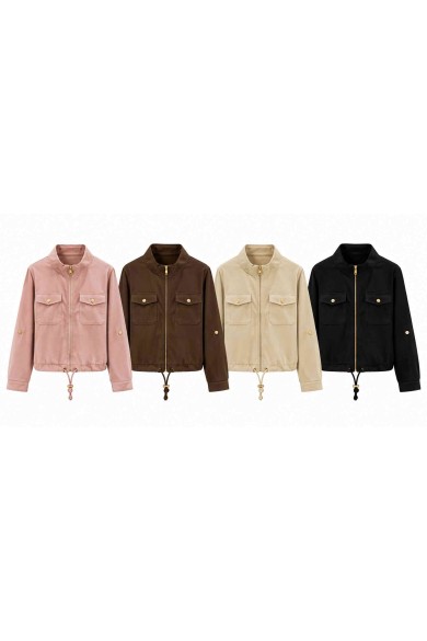 CHAQUETA EFECTO PANA CON CREMALLERA Y BOLSILLOS VARIOS COLORES TBX6543