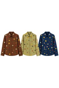 CAMISA DE ALGODÓN CON BORDADO DE FLORES VARIOS COLORES TBX6494