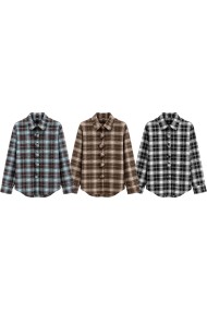 CAMISA DE CUADROS CON BRILLO Y BOTONES DECORATIVOS TBX6516