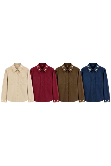 CAMISA EFECTO PANA CON BORDADO DE FLORES VARIOS COLORES TBX6539