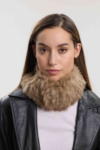 CUELLO ELÁSTICO DE PELO DE CONEJO TRENZADO PC-LLL5928-03-2313