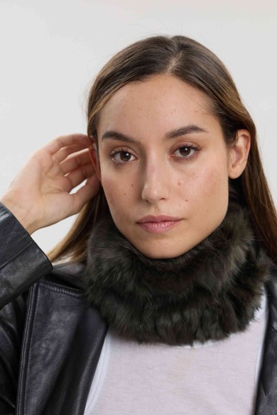 CUELLO ELÁSTICO DE PELO DE CONEJO TRENZADO PC-LLL5928-01-2313