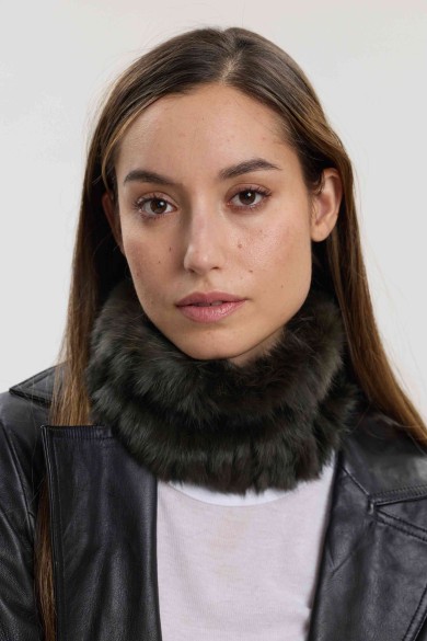 CUELLO ELÁSTICO DE PELO DE CONEJO TRENZADO PC-LLL5928-01-2313
