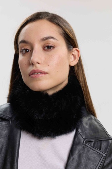 CUELLO ELÁSTICO DE PELO DE CONEJO TRENZADO PC-LLL5928-09-2313