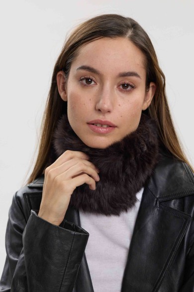 CUELLO ELÁSTICO DE PELO DE CONEJO TRENZADO PC-LLL5928-09-2313