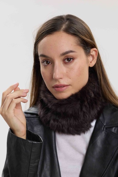 CUELLO ELÁSTICO DE PELO DE CONEJO TRENZADO PC-LLL5928-09-2313