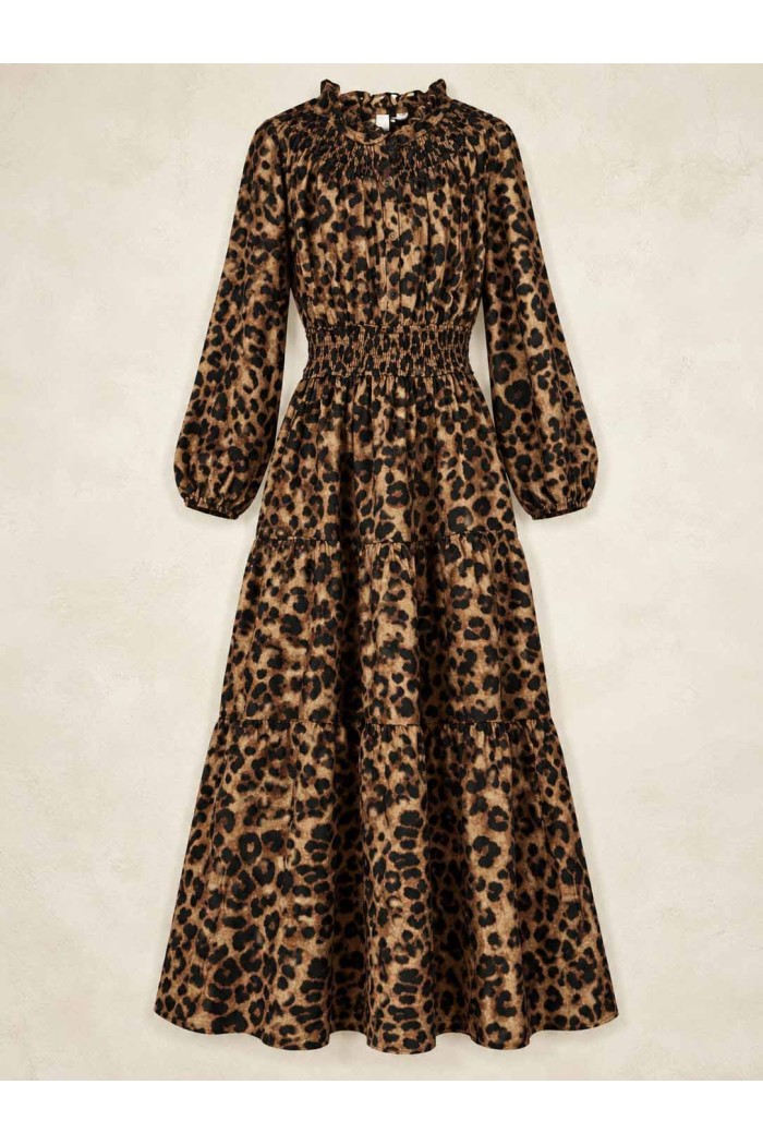 VESTIDO LARGO DE MUJER CON ESTAMPADO LEOPARDO TBL5117