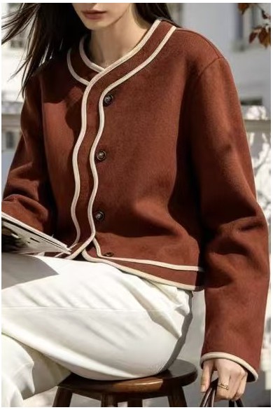 CHAQUETA DE MUJER CON VIVOS EN CONTRASTE Y BOTONES TBL5016