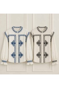 BLUSA DE MUJER CON BORDADOS DECORATIVOS Y MANGA ABULLONADA TB1D2278