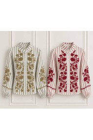 BLUSA DE MUJER CON BORDADOS FLORALES Y CUELLO CON VOLANTE TB1D2242