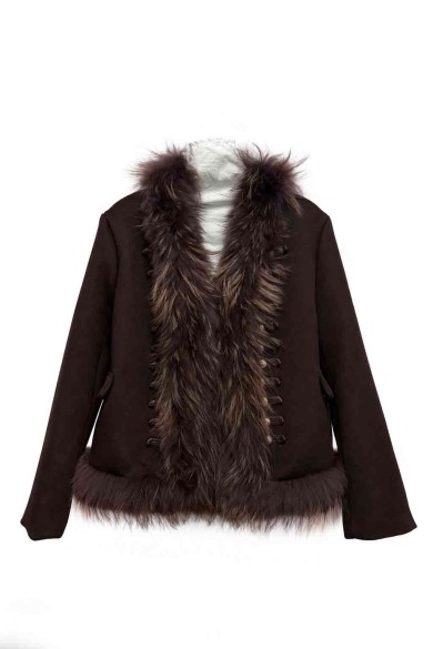 CHAQUETA CORTA TIPO NAPOLEÓN DE LANA CON PELO PC-QPWT1405