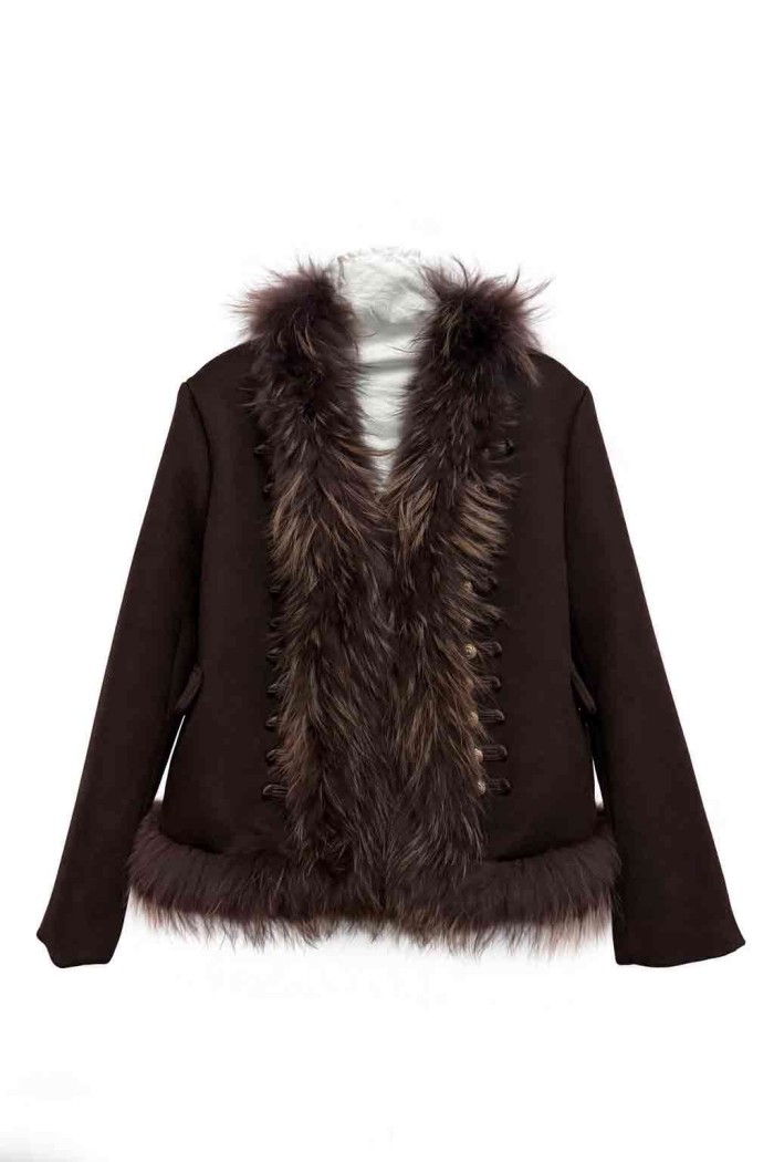 CHAQUETA CORTA TIPO NAPOLEÓN DE LANA CON PELO PC-QPWT1405