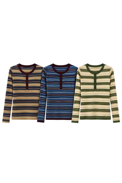 JERSEY DE PUNTO A RAYAS CON CUELLO HENLEY Y LANA TBSF8631