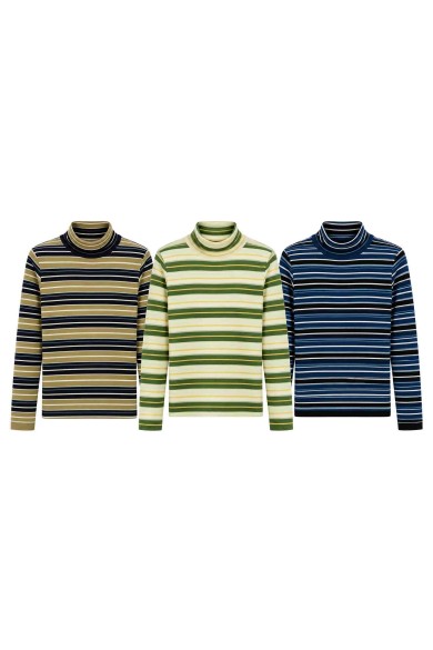 JERSEY DE PUNTO A RAYAS CON CUELLO ALTO Y LANA TBSF8630