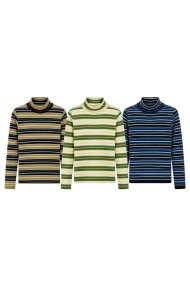 JERSEY DE PUNTO A RAYAS CON CUELLO ALTO Y LANA TBSF8630