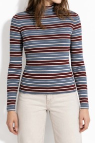 JERSEY DE PUNTO A RAYAS CON CUELLO ALTO Y LANA TBSF8630