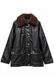 CHAQUETA DE POLIPIEL CON CUELLO DE PELO RIZADO TY-M9573