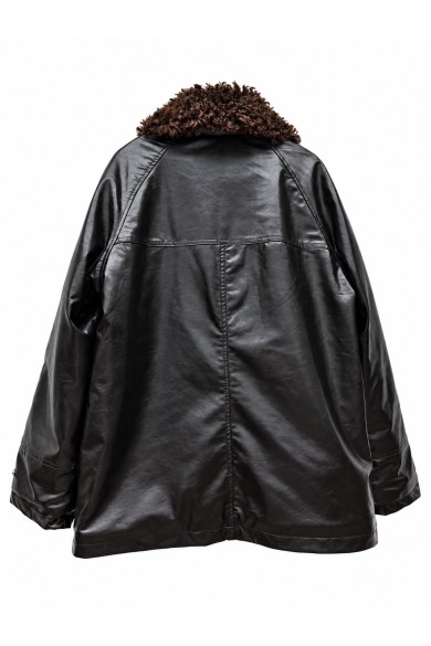 CHAQUETA DE POLIPIEL CON CUELLO DE PELO RIZADO TY-M9573