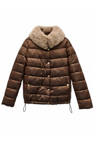 CHAQUETA ACOLCHADA CON CUELLO DE PELO SINTÉTICO BROWN TY-M9585