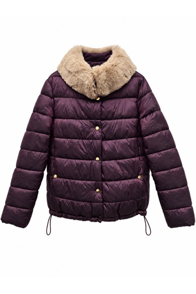 CHAQUETA ACOLCHADA CON CUELLO DE PELO SINTÉTICO GRANATE TY-M9585