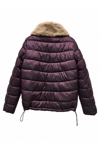 CHAQUETA ACOLCHADA CON CUELLO DE PELO SINTÉTICO GRANATE TY-M9585