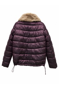 CHAQUETA ACOLCHADA CON CUELLO DE PELO SINTÉTICO GRANATE TY-M9585