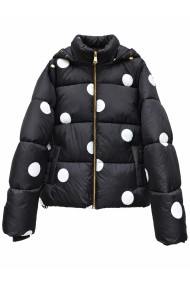 CHAQUETA ACOLCHADA DE LUNARES CON CAPUCHA NEGRO TY-M9613