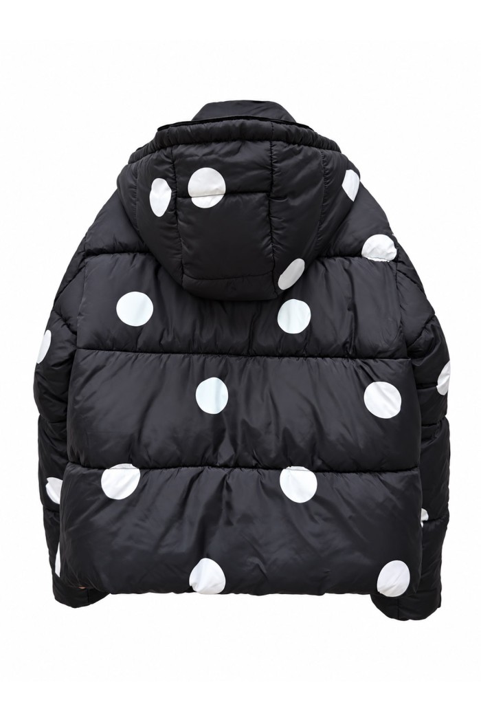 CHAQUETA ACOLCHADA DE LUNARES CON CAPUCHA NEGRO TY-M9613