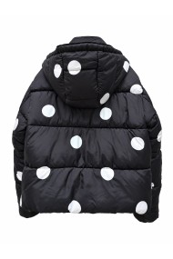 CHAQUETA ACOLCHADA DE LUNARES CON CAPUCHA NEGRO TY-M9613