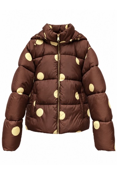 CHAQUETA ACOLCHADA DE LUNARES CON CAPUCHA BROWN TY-M9613