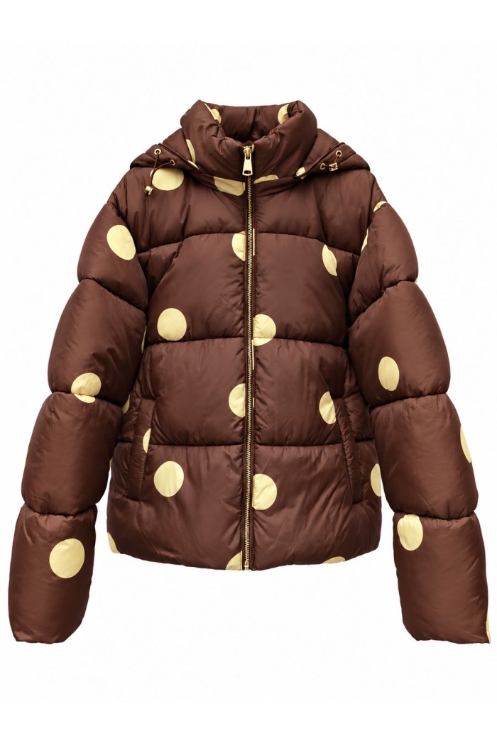 CHAQUETA ACOLCHADA DE LUNARES CON CAPUCHA BROWN TY-M9613