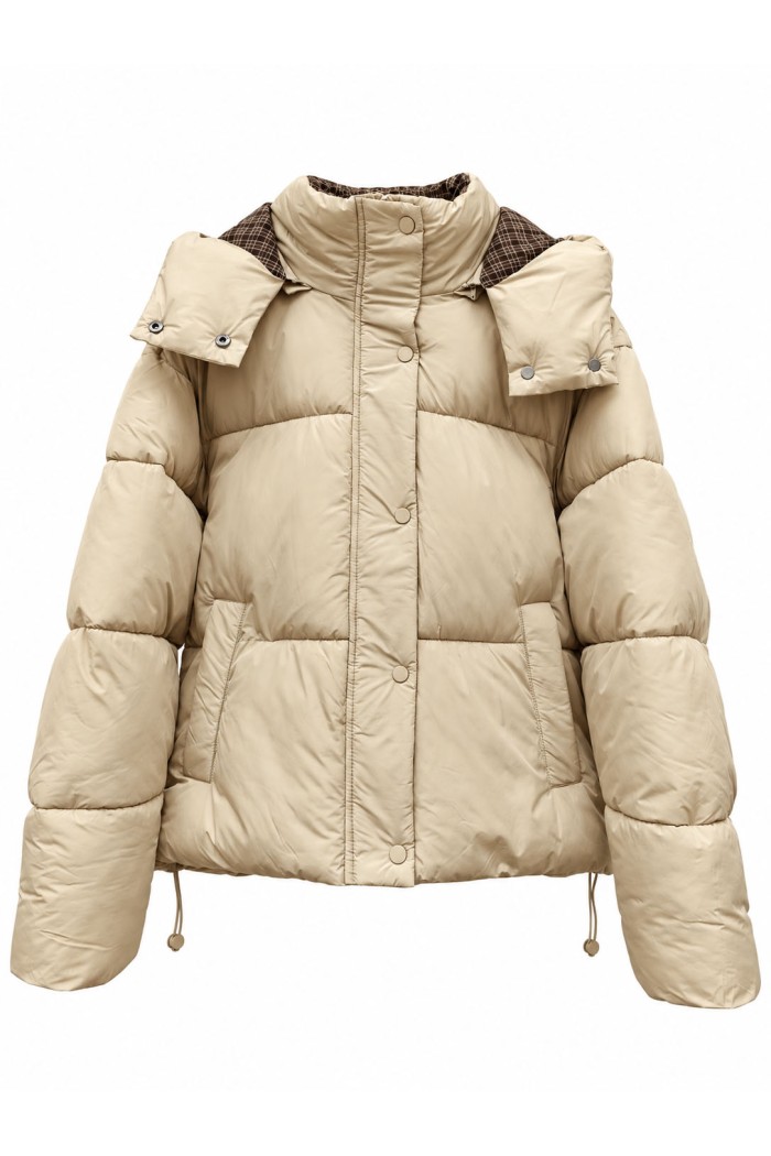 CHAQUETA ACOLCHADA CON CAPUCHA DESMONTABLE BEIGE TY-M9510