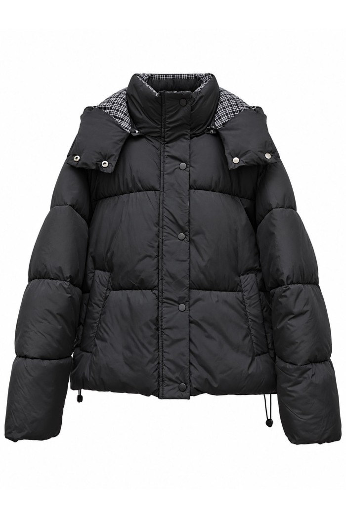 CHAQUETA ACOLCHADA CON CAPUCHA DESMONTABLE NEGRO TY-M9510