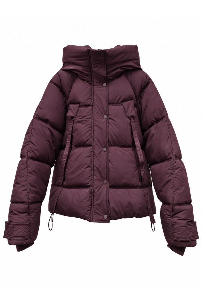 CHAQUETA ACOLCHADA CON CAPUCHA GRANATE TY-M9568