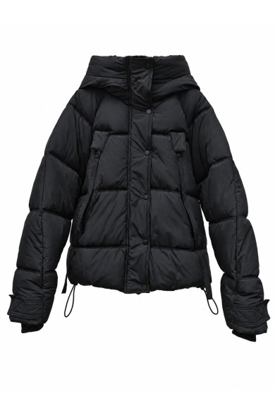 CHAQUETA ACOLCHADA CON CAPUCHA NEGRO TY-M9568