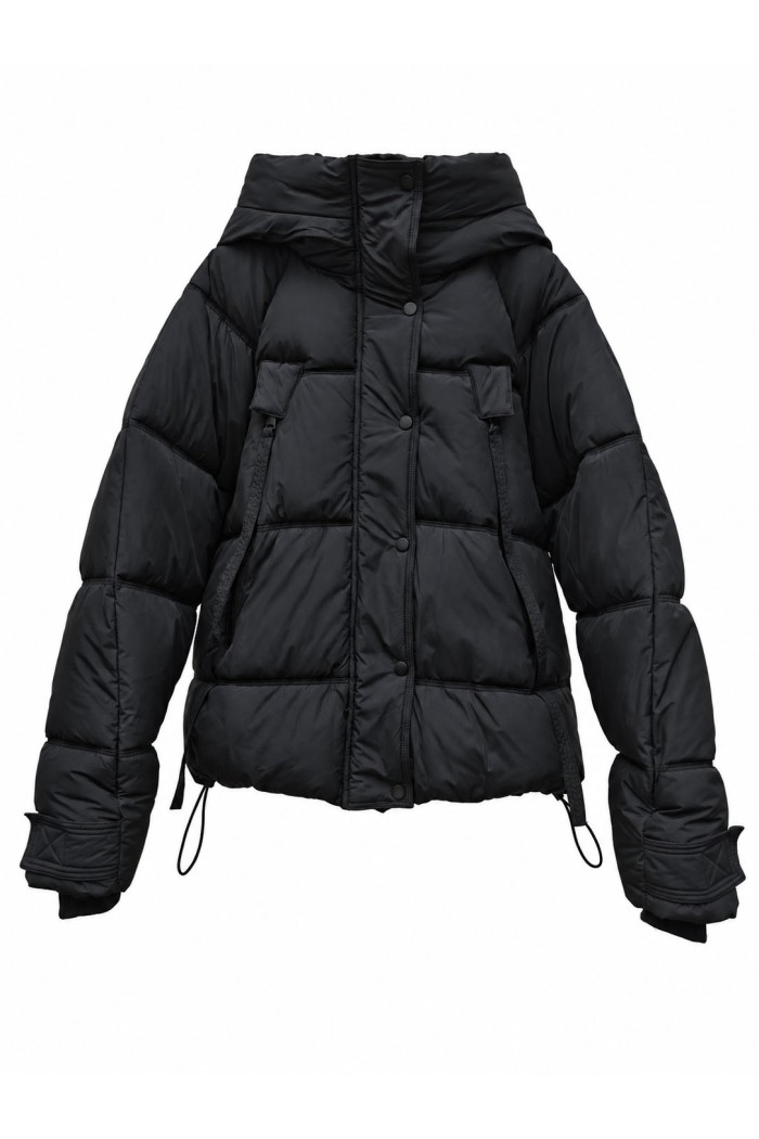 CHAQUETA ACOLCHADA CON CAPUCHA NEGRO TY-M9568