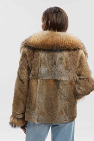CHAQUETA DE PELO DE CONEJO CON CUELLO Y PUÑOS DE PELO DE MARMOTA PC-LLL5926