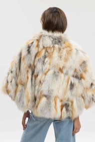 PONCHO DE PELO DE ZORRO MULTICOLOR PARA MUJER PC-LLL1359