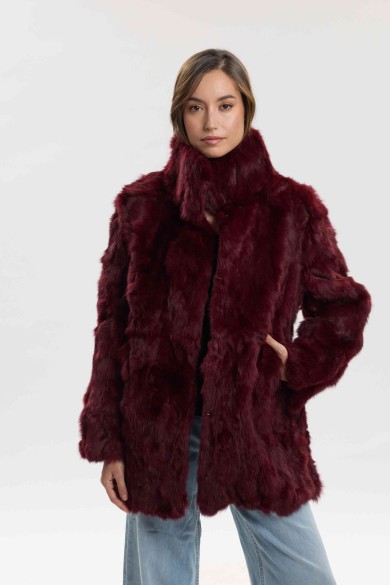 ABRIGO DE PELO DE CONEJO CON CUELLO ALTO PC-LLL5946-04