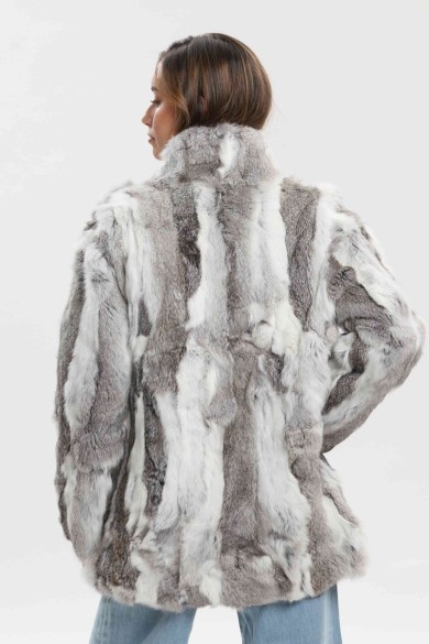 ABRIGO DE PELO DE CONEJO CON CUELLO ALTO PC-LLL5946-16