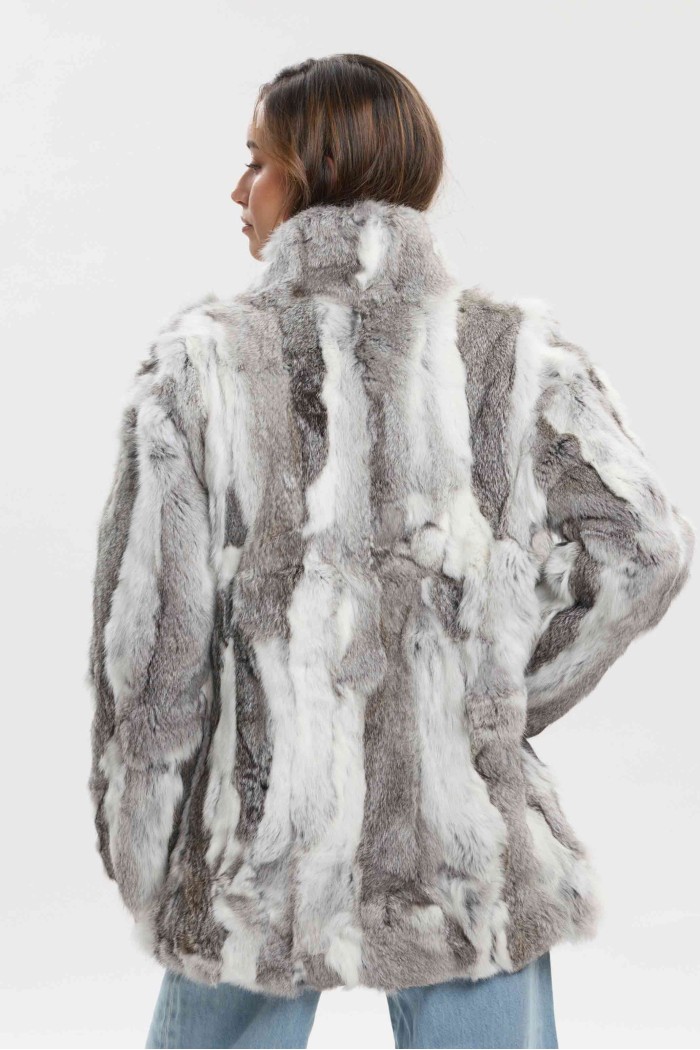 ABRIGO DE PELO DE CONEJO CON CUELLO ALTO PC-LLL5946-16