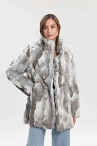 ABRIGO DE PELO DE CONEJO CON CUELLO ALTO PC-LLL5946-16