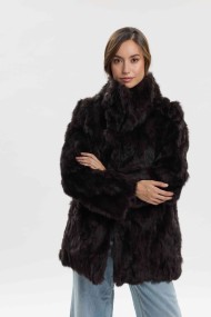 ABRIGO DE PELO DE CONEJO CON CUELLO ALTO PC-LLL5946-09