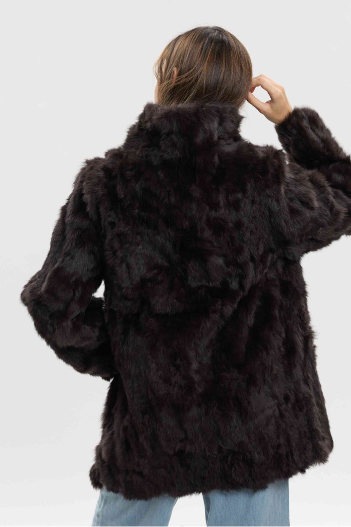 ABRIGO DE PELO DE CONEJO CON CUELLO ALTO PC-LLL5946-09
