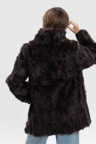 ABRIGO DE PELO DE CONEJO CON CUELLO ALTO PC-LLL5946-09