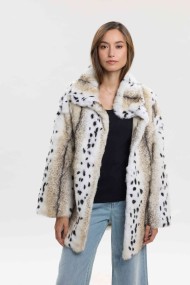ABRIGO DE PELO DE CONEJO CON ESTAMPADO ANIMAL PC-LLL5945-97
