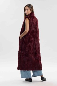 CHALECO LARGO DE PELO DE CONEJO MARRON PC-LLL5797-04